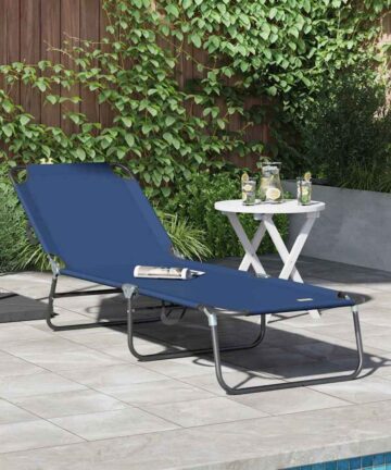 Klappbare Sonnenliege Tragbar Blau 600D Oxford-Stoff