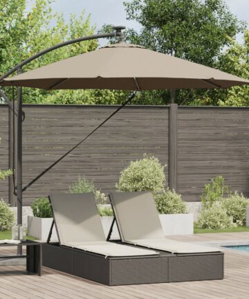 Auskragender Bananenschirm mit Schloss Taupe 294 x 294 x 248 cm
