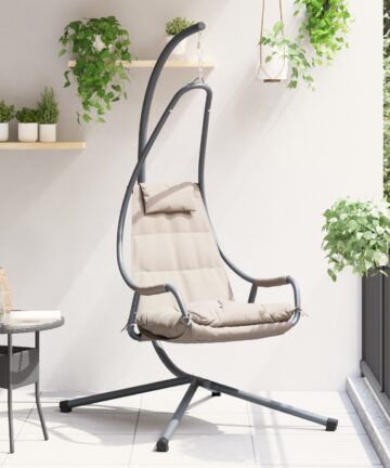 Hängesessel mit Ständer und Kissen Taupe Stahl