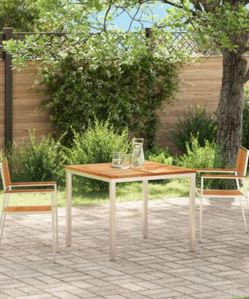 Stapelbare Gartenstühle 2 Stück aus massivem Teakholz und Edelstahl
