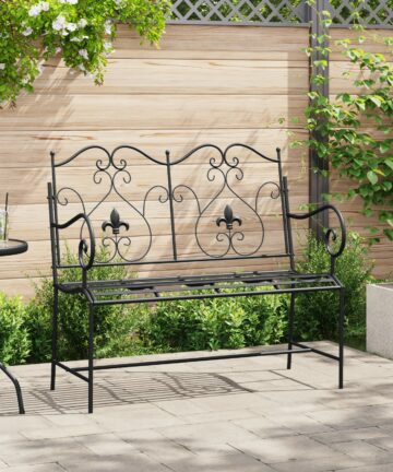 Außenbank Schwarz Metall Standard Robust Gartenbank
