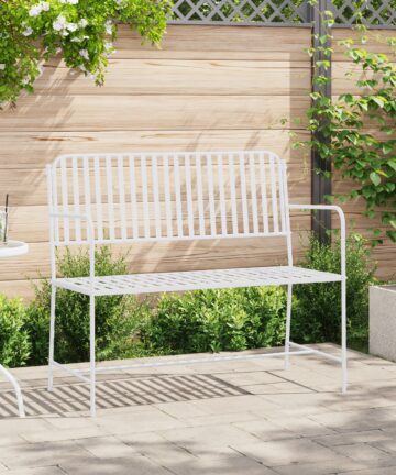 Bank Weiß Metall 103,5 x 51,5 x 90 cm Langlebig Gartenbank