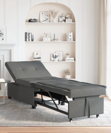 3-in-1 Schlafsofa - Ausziehbares Design, Dunkelgrauer Stoff