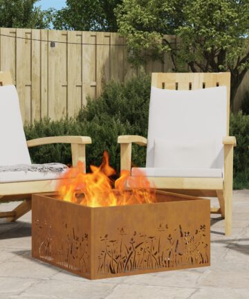 Feuerstelle Quadrat 60x60x30 cm Wetterstahl