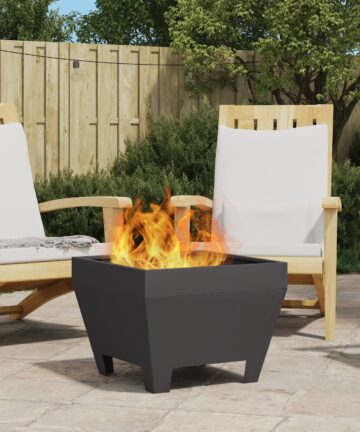 Feuerstelle Quadrat Schwarz 50x50x30 cm Stahl