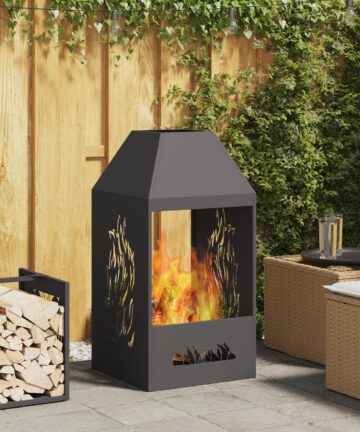 Feuerstelle Schwarz 50x50x100 cm Stahl