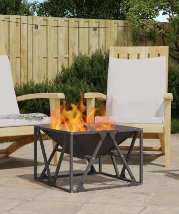 Feuerstelle Quadrat Schwarz 50x50x35 cm Stahl