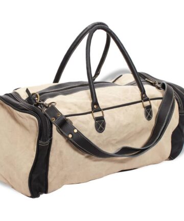 Weekender Tasche Canvas und Echtleder Beige