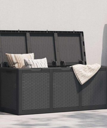 Garten-Aufbewahrungsbox 270 L Schwarz PP Rattan