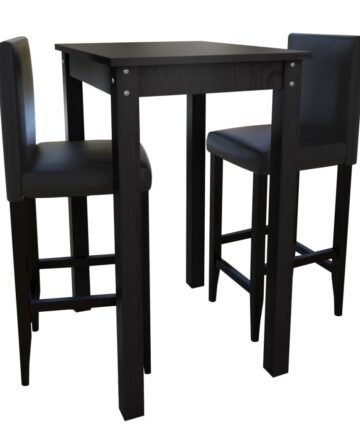 Barset Bartisch mit 2 Barhockern Schwarz