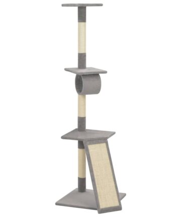 Katzen-Kratzbaum mit Sisal-Kratzsäulen Grau 160 cm