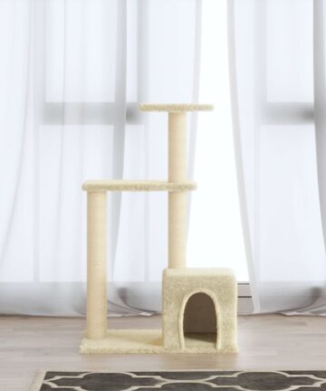 Kratzbaum mit Sisal-Kratzsäulen Creme 71 cm