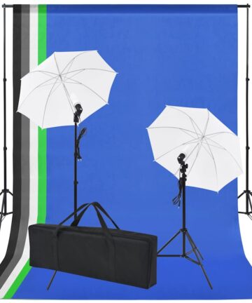 Fotostudio-Set: 5 Bunte Hintergründe & 2 Schirme