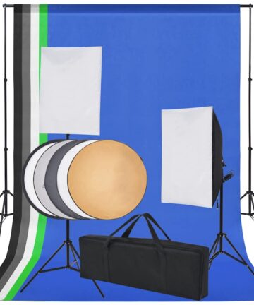 Fotostudio-Set 5 farbige Hintergründe & 2 Softboxen