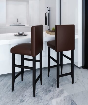 Barhocker 2 Stk. Dunkelbraun Kunstleder