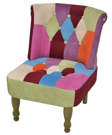 Französischer Stuhl mit Patchwork-Design Stoff