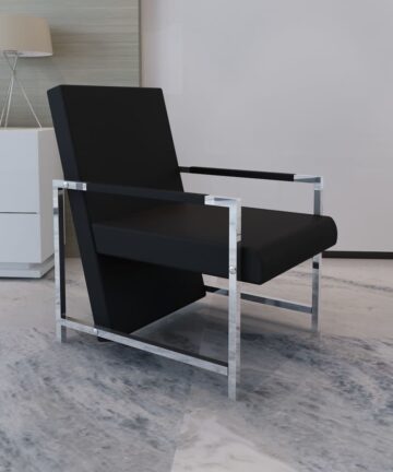 Sessel mit Verchromten Beinen Schwarz Kunstleder