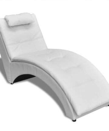 Chaiselongue mit Kissen Weiß Kunstleder