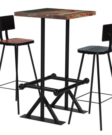 Bar-Set 3-tlg. Altholz Massiv Mehrfarbig