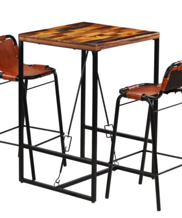 Bar-Set 3-tlg. Altholz Massiv und Echtes Ziegenleder
