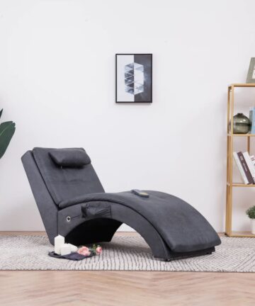 Massage Chaiselongue mit Kissen Grau Wildleder-Optik
