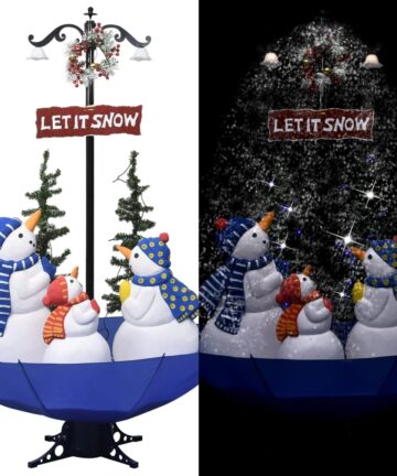 Weihnachtsbaum mit Schnee und Schirm-Fuß Blau 170 cm PVC