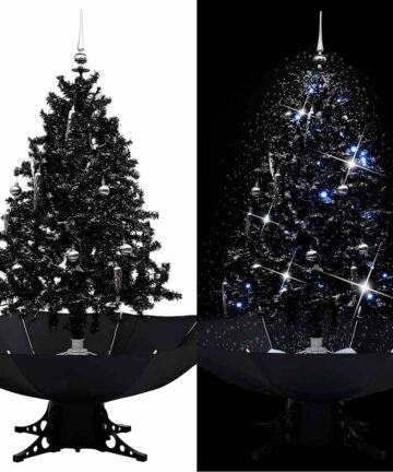 Schneiender Weihnachtsbaum mit Schirmfuß Schwarz 140 cm PVC