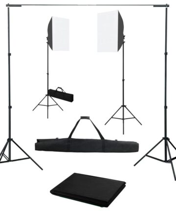Fotostudio-Set mit Softboxen und Hintergrundsystem