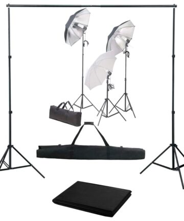 Fotostudio-Set mit Lampen und Hintergrundsystem