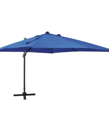 Ampelschirm mit LED-Beleuchtung 300 cm Azurblau