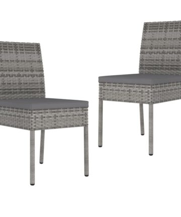 Garten-Essstühle 2 Stk. Poly Rattan Grau