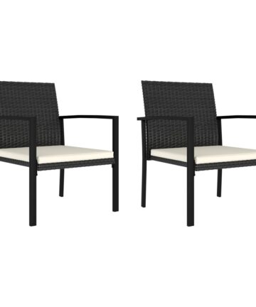 Garten-Essstühle 2 Stk. Poly Rattan Schwarz