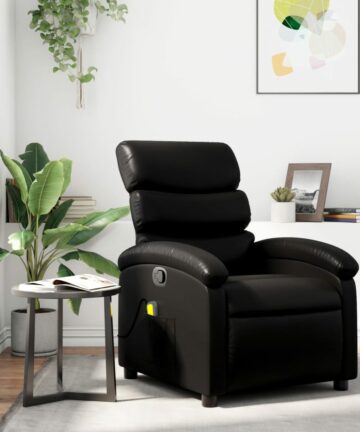 Massage-Relaxsessel, Kunstleder, Schwarz
