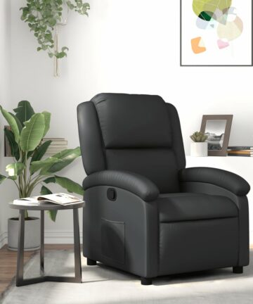 Relaxsessel Echtleder Schwarz