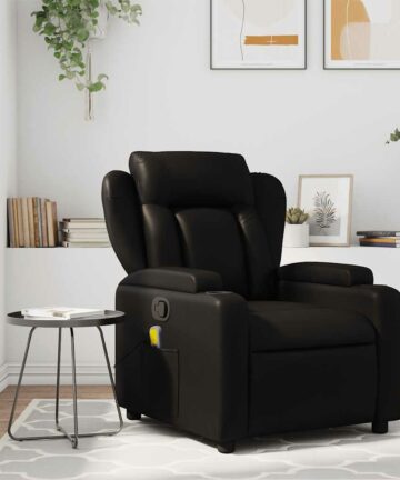 Massage-Relaxsessel, Kunstleder, Schwarz