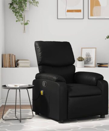 Massage-Relaxsessel, Kunstleder, Schwarz
