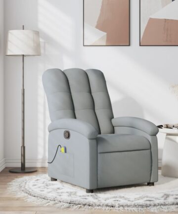 Massage-Relaxsessel, hellgrauer Stoff