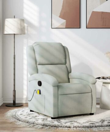 Massage-Relaxsessel, hellgrauer Samt