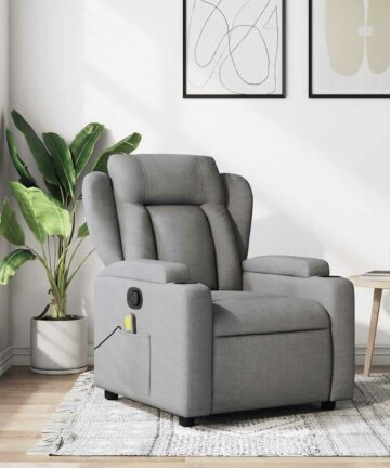 Massage-Relaxsessel, hellgrauer Stoff