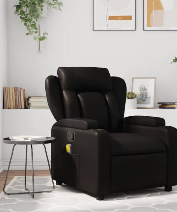 Massage-Relaxsessel, Kunstleder, Schwarz