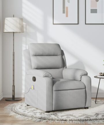 Massage-Relaxsessel, hellgrauer Stoff