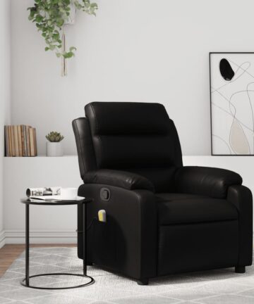 Massage-Relaxsessel, Kunstleder, Schwarz