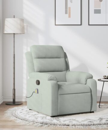 Massage-Relaxsessel, hellgrauer Samt