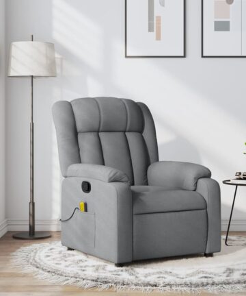 Massage-Relaxsessel, hellgrauer Stoff