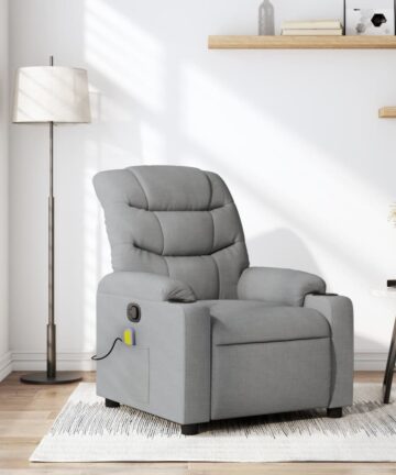 Massage-Relaxsessel, hellgrauer Stoff