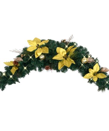 Weihnachts-Türbogen mit LED-Lichtern Grün 90 cm PVC