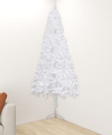 Künstlicher Eck-Weihnachtsbaum Weiß 210 cm PVC