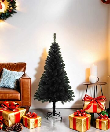 Künstlicher Weihnachtsbaum mit Ständer Schwarz 120 cm PVC