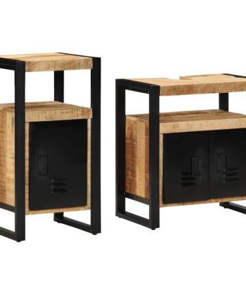 Badezimmermöbel Set 2 pcs Braun Massives, grobes Mangoholz