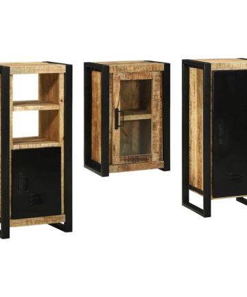 Badezimmermöbel Set mit Tür 3 pcs Braun Massives Mango-Holz